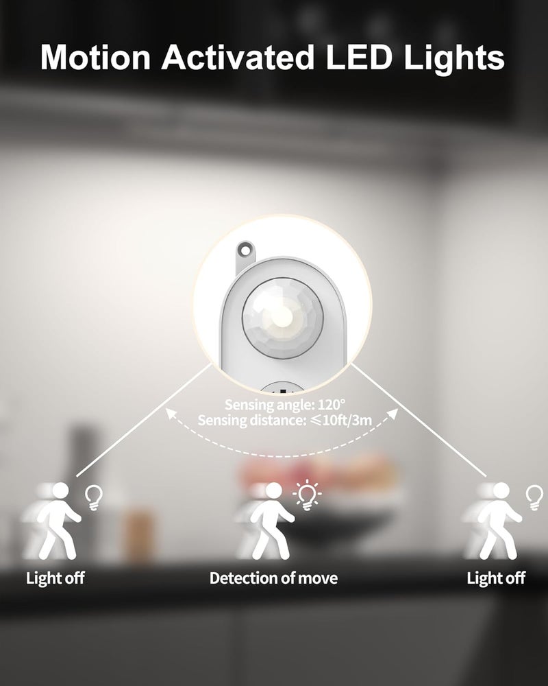 ASOCO Motion Sensor Dimmable Led Under Cabinet Lighting,12 inches Plug in Led Counter Light Bars, Daylight White 4500K Led Light Bar for Kitchen/Closet/Wardrobe/Shelf/Desk/Display Case - Image 5